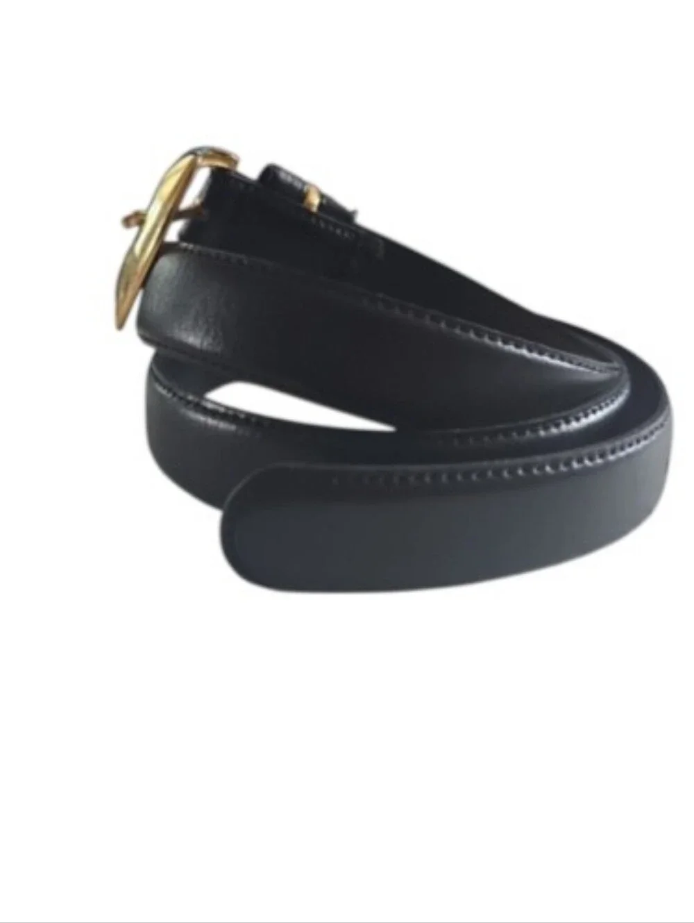 Italian Leather Belt Women’s L Black Gold Buckle Made in Italy Quiet Luxury